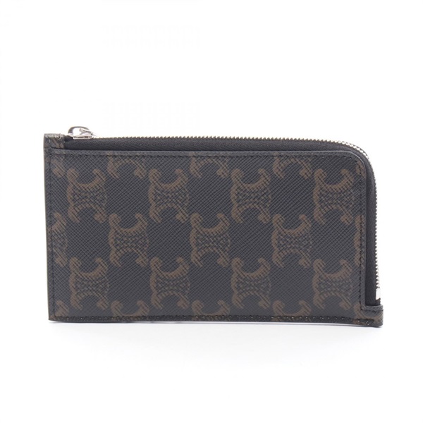 CELINE Triomphe Card Case coin purse L104N3I5638SI PVC Black Brown NEW Women