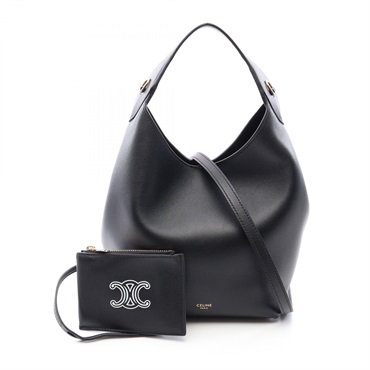 CELINE Hobo Teen shoulder crossbody Handbag L10133Q7138NO leather Black NEW