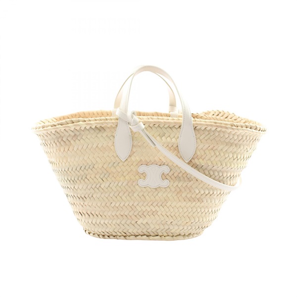 CELINE Teen Triomphe Pannier 2WAY Shoulder Bag L104F3E9501BC leather Raffia NEW