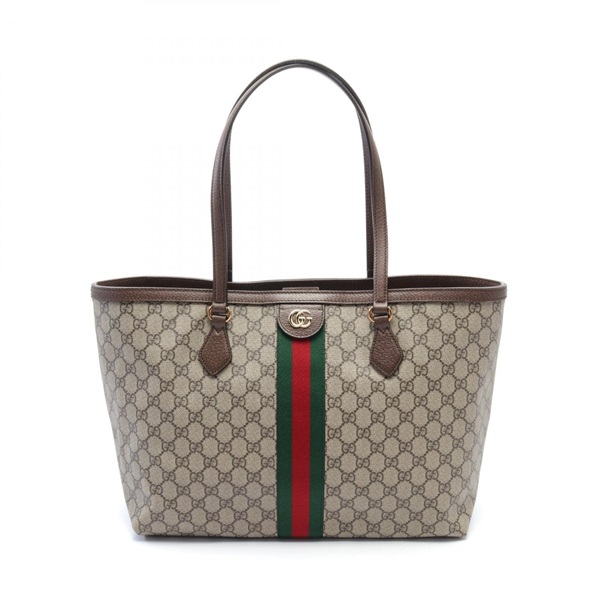 GUCCI Medium Shoulder Tote Bag canvas leather Beige Brown Multicolor NEW Women