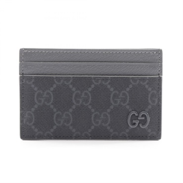 GUCCI GG Supreme Card Case Leather PVC coated canvas Black Gray NEW unisex