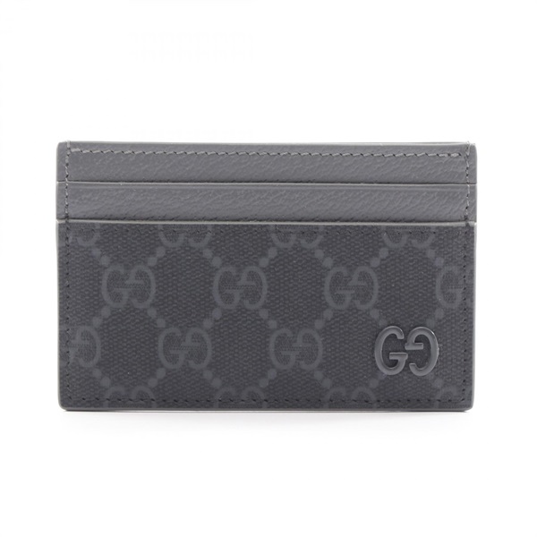 GUCCI GG Supreme Card Case Leather PVC coated canvas Black Gray NEW unisex