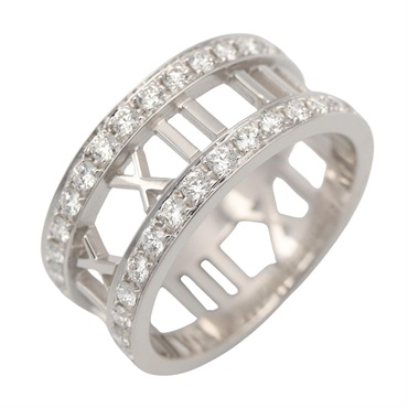 TIFFANY&CO Open Atlas Diamond Ring 18KWG White Gold Used Women US size #8