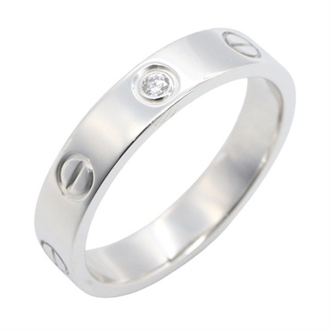 CARTIER Mini Love 1PD Diamond Ring 18KWG White Gold Used Women US size #6.75 #54