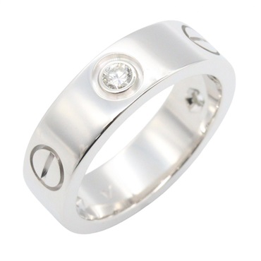 CARTIER Love 3PD Diamond Ring 18KWG White Gold Used Women US size #5.5 ＃51
