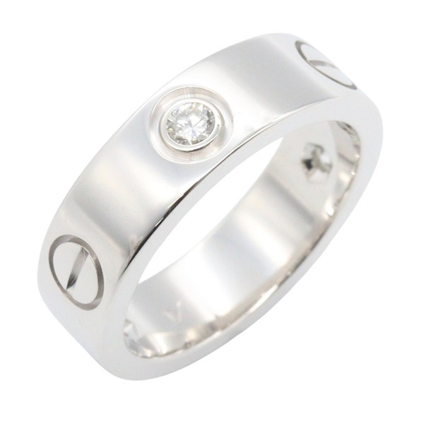 CARTIER Love 3PD Diamond Ring 18KWG White Gold Used Women US size #5.5 ＃51