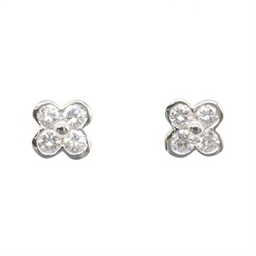 TIFFANY&CO Bezel-set Diamond Pierced Earrings Pt950 Platinum Clear Used Women