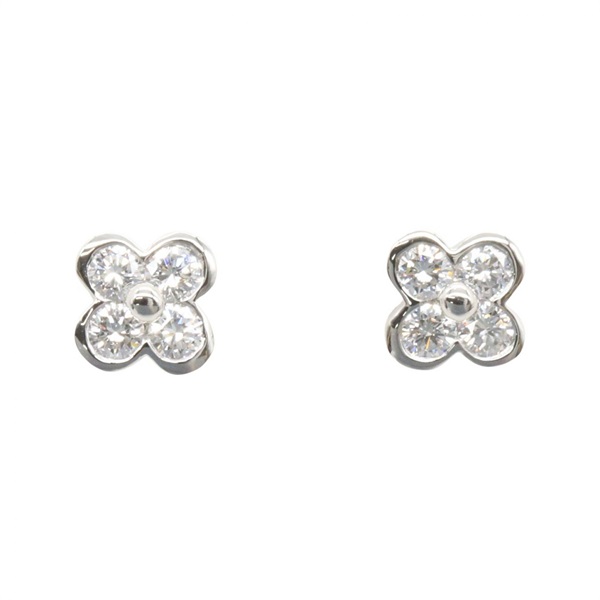 TIFFANY&CO Bezel-set Diamond Pierced Earrings Pt950 Platinum Clear Used Women