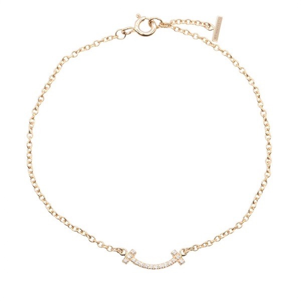 TIFFANY＆CO T Smile Mini Diamond Bracelet 18KPG Pink Rose Gold Used Women