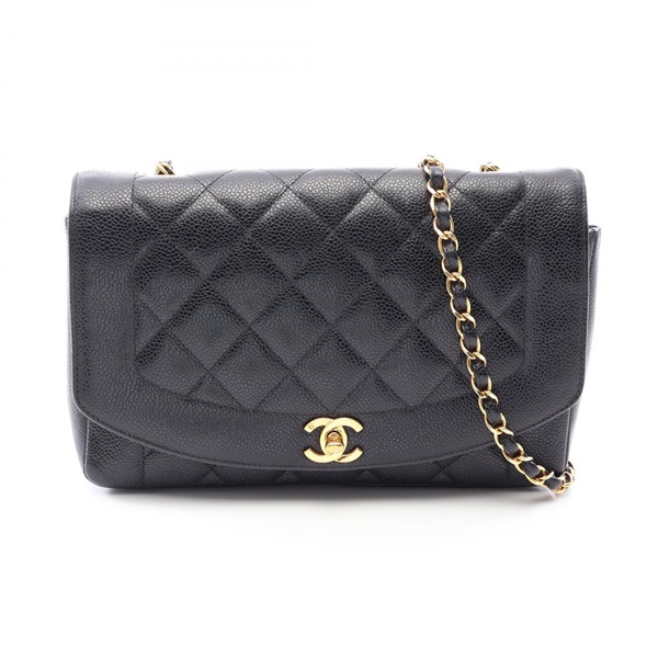 CHANEL Matelasse Diana Flap Chain Shoulder Bag A01165 Calfskin Black GHW Used CC