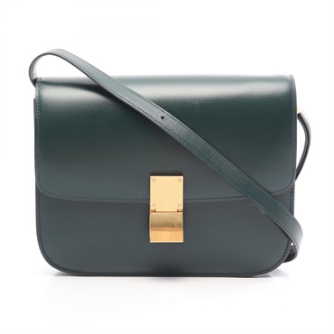CELINE Classic medium Shoulder Bag 164173DLS leather Green Used Women GHW