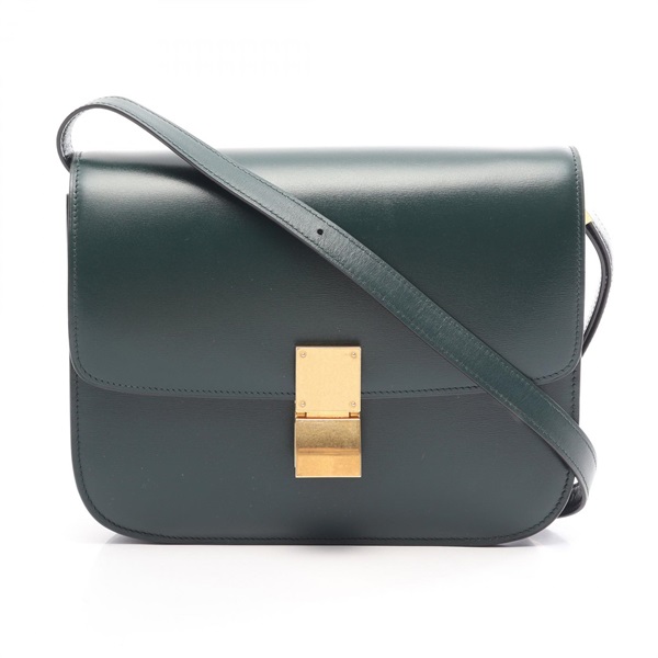 CELINE Classic medium Shoulder Bag 164173DLS leather Green Used Women GHW