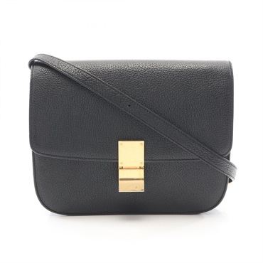 CELINE Classic Box Medium Shoulder Bag 164173AAE leather Black Used Women GHW