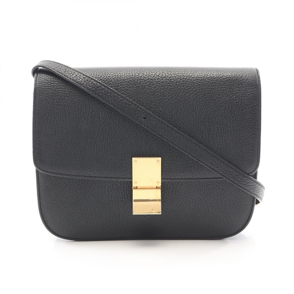 CELINE Classic Box Medium Shoulder Bag 164173AAE leather Black Used Women GHW