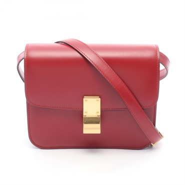 CELINE Classic Teen Box Shoulder Crossbody Bag leather Red GHW Used Women
