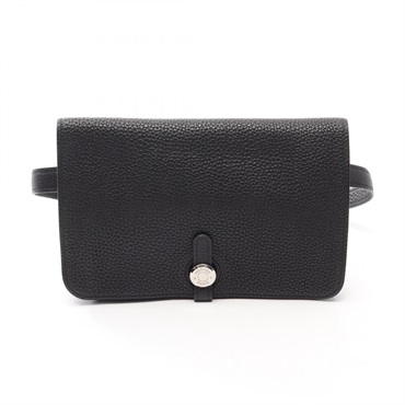 HERMES Dogon belt bum Waist bag J 037698CK Togo leather Black Used Women SHW