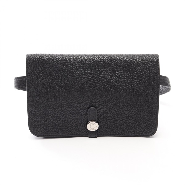 HERMES Dogon belt bum Waist bag J 037698CK Togo leather Black Used Women SHW