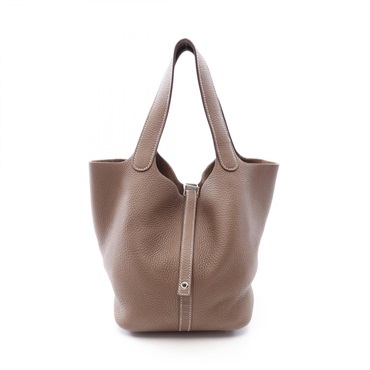 HERMES Picotin Lock MM Tote Handbag 060991CK Clemence leather Etoupe Grey Used