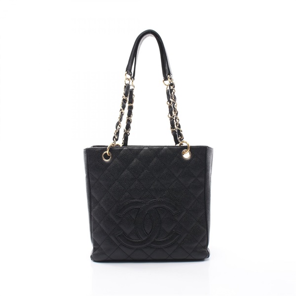 CHANEL Matelasse PST Tote chain shouder hand Bag A20994 leather Black Used GHW