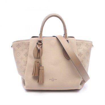 LOUIS VUITTON Haumea Shoulder Handbag M55031 Mahina leather Beige Galet Used LV