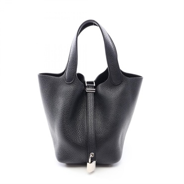 HERMES Picotin Lock PM Tote Handbag Clemence leather Black SHW Used Women Y