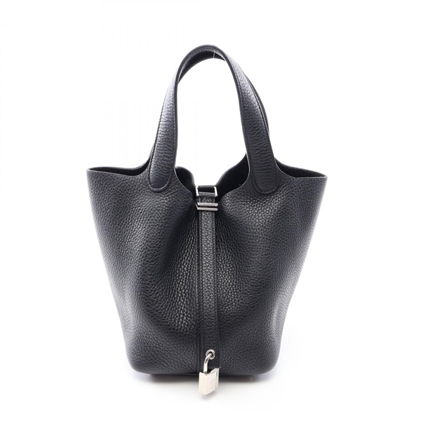 HERMES Picotin Lock PM Tote Handbag Clemence leather Black SHW Used Women Y