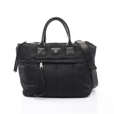 PRADA TESSUTO BOMBER  Shoulder crossbody Tote Bag Nylon leather Black Used Women