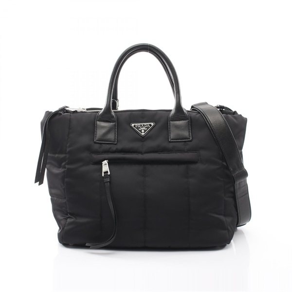 PRADA TESSUTO BOMBER  Shoulder crossbody Tote Bag Nylon leather Black Used Women