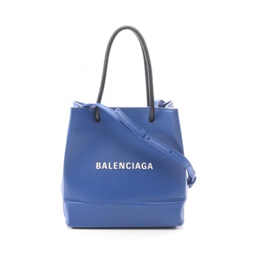BALENCIAGA Shopping tote XXS Shoulder Bag 572411 leather Blue Black Used Women