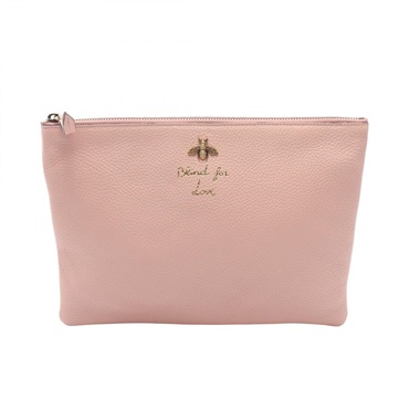 GUCCI Animalier Bee Clutch Bag Pouch Case 460187 leather Pink Used Women