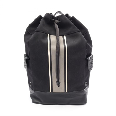 BOTTEGA VENETA Intrecciato Rucksack Backpack canvas leather Black Gray Used