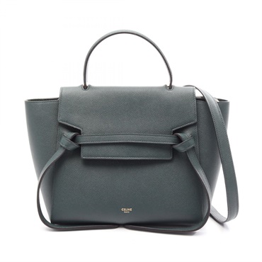 CELINE BELT BAG MICRO Shoulder crossbody Handbag 189153 leather Green Used Women