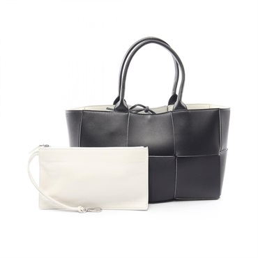 BOTTEGA VENETA Arco Maxi Intrecciato Tote Bag 652867 leather Black Used Women