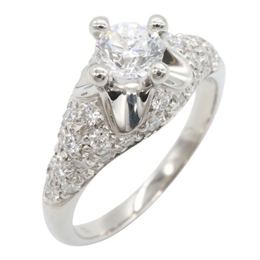BVLGARI Corona Diamond Ring Pt950 Platinum Clear Used Women US size #3.5