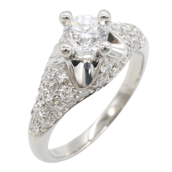 BVLGARI Corona Diamond Ring Pt950 Platinum Clear Used Women US size #3.5