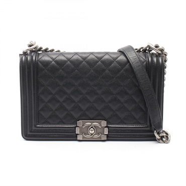 CHANEL Boy chanel Shoulder Bag A67086 Grained Calfskin leather Black Used SHW