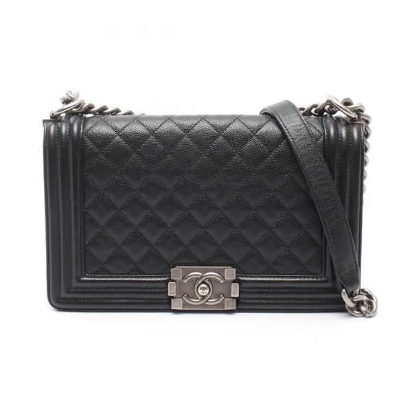 CHANEL Boy chanel Shoulder Bag A67086 Grained Calfskin leather Black Used SHW