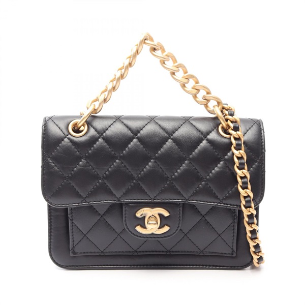 CHANEL Matelasse Small Flap Chain Shoulder Bag AS4051 Lamb leather Black Used CC