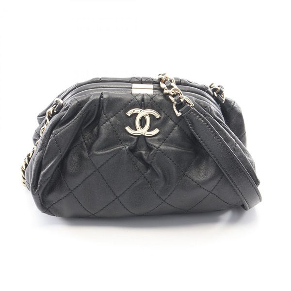 CHANEL Matelasse Shoulder Bag AS2493 Lambskin sheep leather Black Used Women GHW
