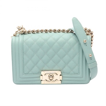 CHANEL Boy Chanel Small Chain Shoulder Crossbody Bag A67085 leather Blue GHW CC