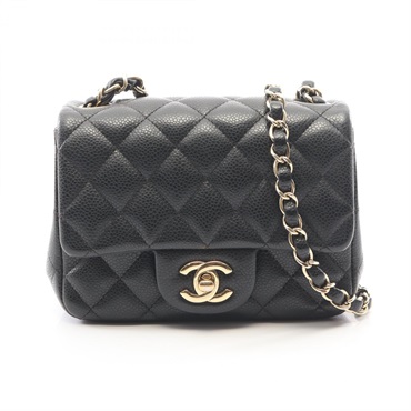 CHANEL Mini Matelasse chain crossbody Shoulder Bag A35200 leather Black Used GHW