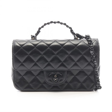 CHANEL Matelasse Top Handle chain crossbody Shoulder hand Bag AS5243 Lambski BK