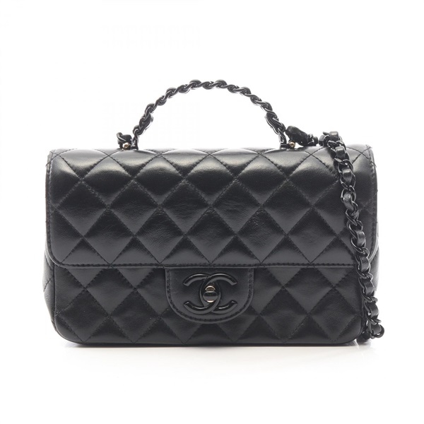 CHANEL Matelasse Top Handle chain crossbody Shoulder hand Bag AS5243 Lambski BK