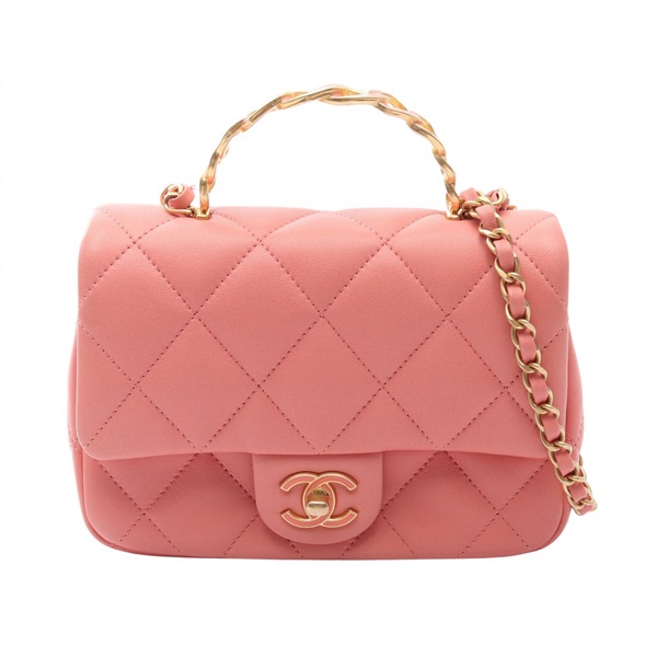 CHANEL Top Handle Matelasse Small Flap Chain Crossbody Handbag AS5277 leather PK