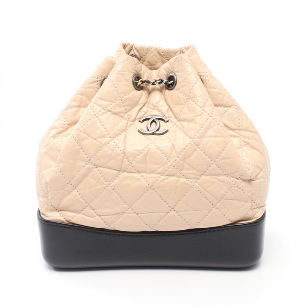 CHANEL Gabriel Small Rucksack Backpack A94485 Leather Beige Black Used Women CC