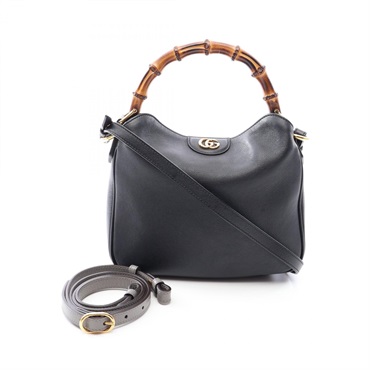 GUCCI Bamboo Diana shoulder crossbody Handbag 746251 leather Black Used Women