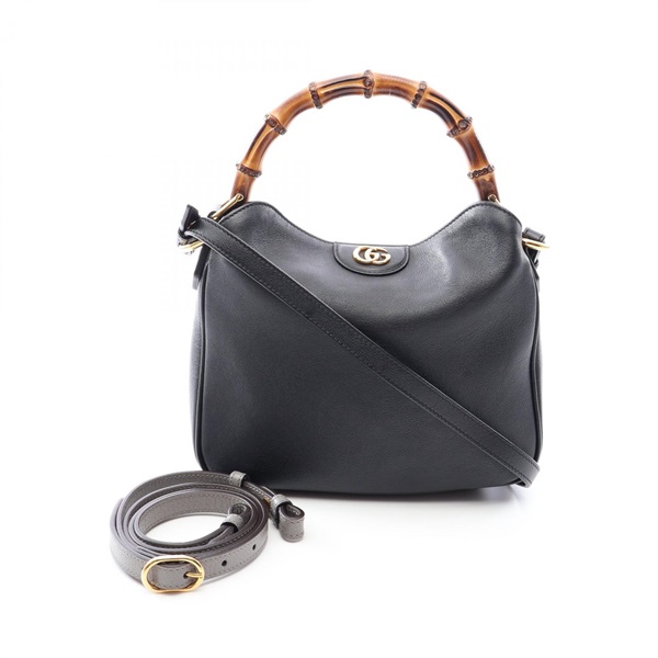 GUCCI Bamboo Diana shoulder crossbody Handbag 746251 leather Black Used Women
