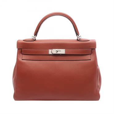 HERMES Kelly 32 Verso Shoulder Handbag Evercolor leather Brown Brique used Y SHW