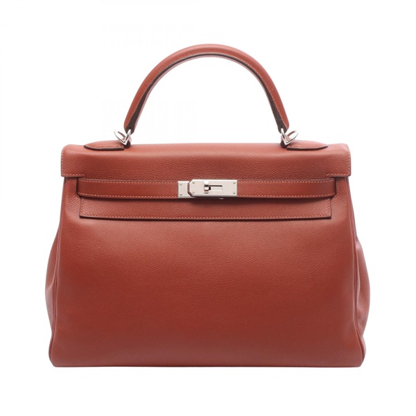 HERMES Kelly 32 Verso Shoulder Handbag Evercolor leather Brown Brique used Y SHW