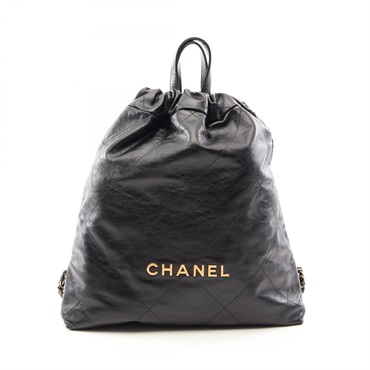 CHANEL 22 Large Rucksack Backpack AS3313 leather Black Used Women GHW CC Coco